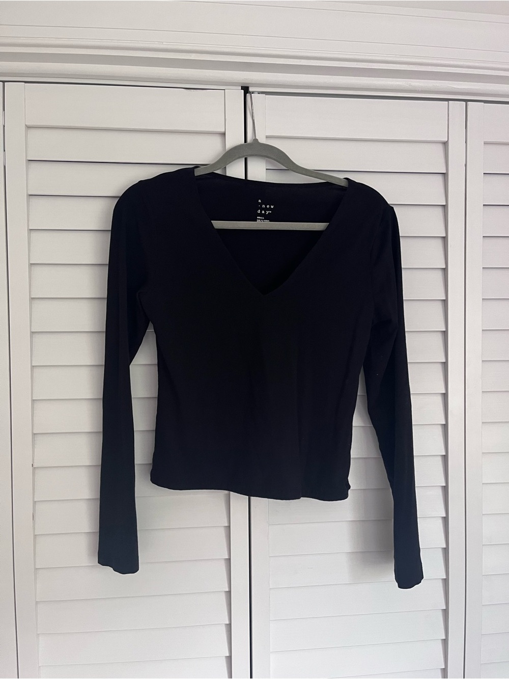 a new day Black V-Neck Long Sleeve Top